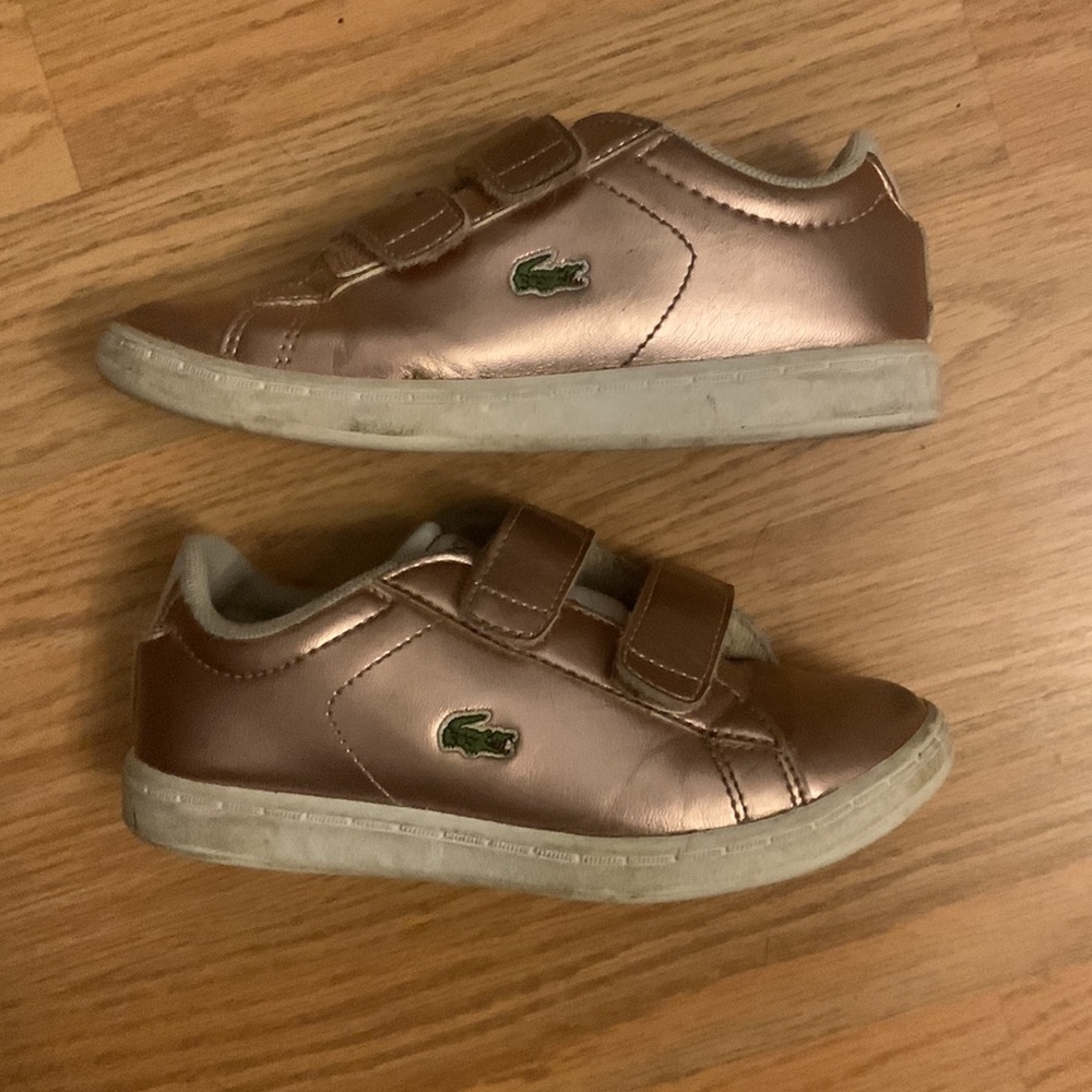 Lacoste Carnaby rose gold Velcro sneakers size 10.5